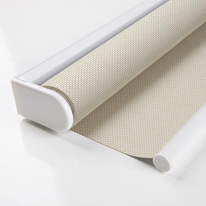 AOSKY Cordless Roller Shades for Windows Light Filtering Shades with 5% Openness Solar Screen Semi Sheer Roller Blinds UV Protection for Office and Home. Easy to Install 31" W x 72" H (Beige)