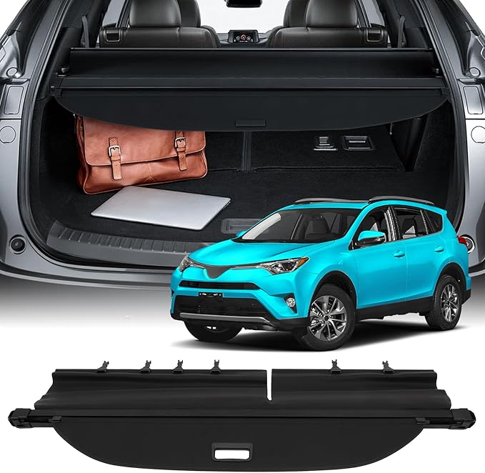 SCITOO Cargo Cover 2013 2014 2015 2016 2017 2018 Fit for Toyota RAV4 2.5L Upgraded Anti-Peeping Retractable Rear Trunk Luggage Cover Security Shield Shade with Aluminum PVC&Plastic