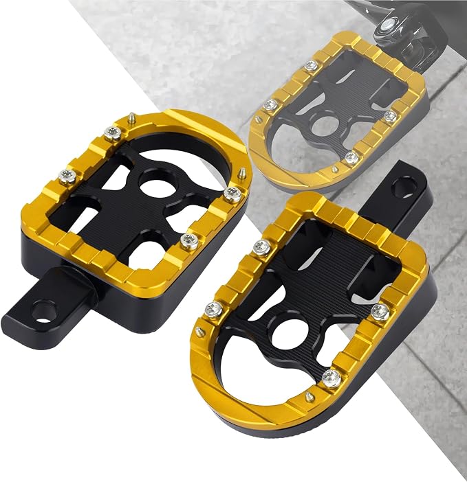 Motorcycle Floorboards Passenger Footboards Wide Foot Pegs Board Pedal Compatible with Touring Electra Road Street Glide Softail Road King Yellow Edge