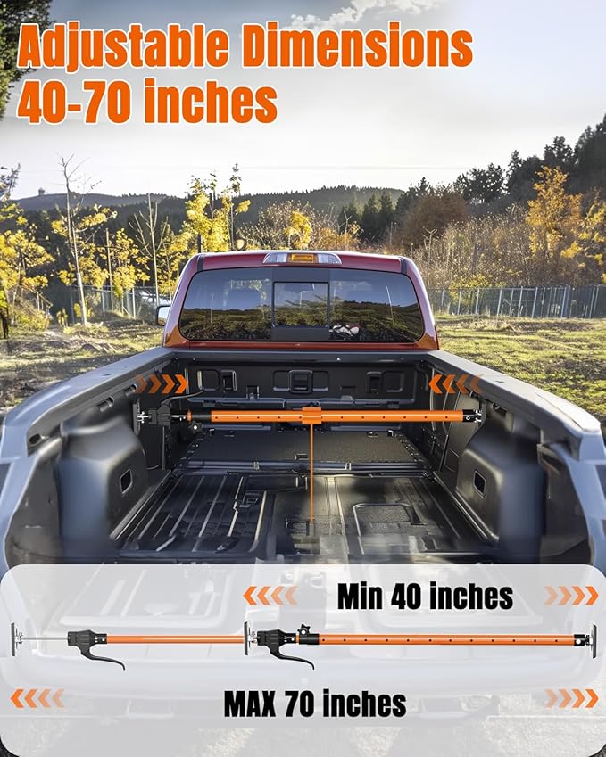 HOLOTHURIAN Adjustable Cargo Bars for Pickup Truck Bed Cargo Bars for SUVs, Trailers, Vans, Adjustable from 40" to 70", Comes with Premium Cargo Net Organizer and Divider Bar, 2-Pack