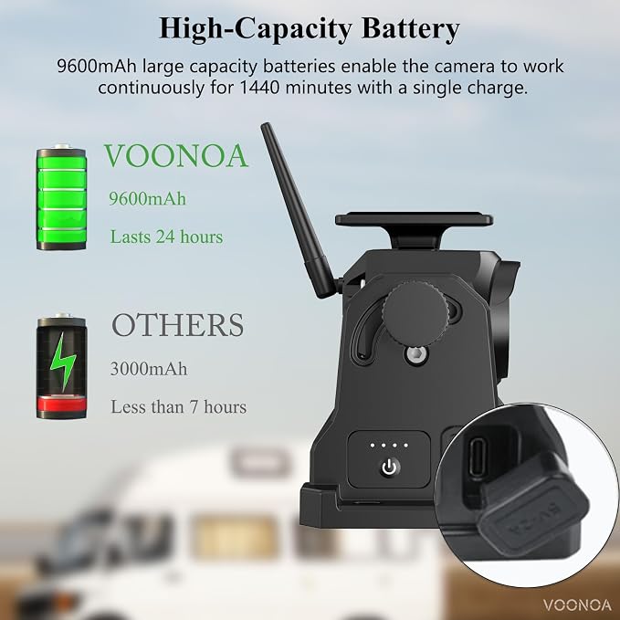 VOONOA Magnetic Wireless Backup Camera, Add-on or Replacement Camera for VOONOA VN003 Only, 9600mAh Rechargeable Battery Solar Back up Camera for Car RV Truck Trailer