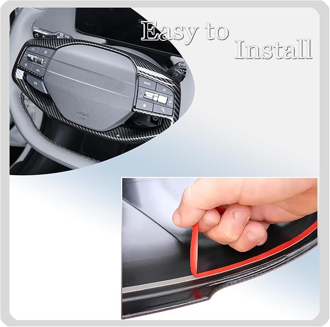 Steering wheel button frame,For Kia Sportage 2026，Kia K4 2025,Kia EV6 2025,Kia EV3 2025 2026 - ABS Carbon Fiber Steering Wheel Frame,Steering Wheel Button cover Accessories(NOT FIT GT-Line Model