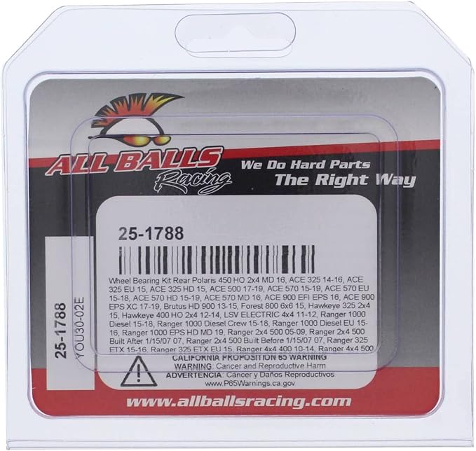 All Balls Racing Wheel Bearing Kit and Rear Wheel Bearing Bundle Compatible with/Replacement for Polaris ATVs