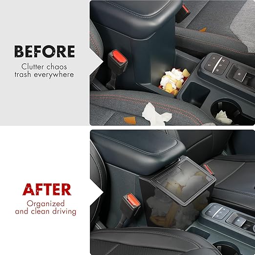 Mabett Lidded Console Storage Box for Ford Maverick Accessories 2025 2024 2023 2022, Seal-Lid Heavy-Duty Multi-Scenario Organizer Front Seat Armrest Trash Can