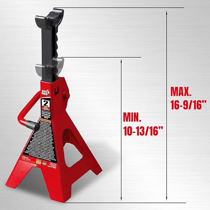 Big RED Torin Steel Jack Stands: 2 Ton (4,000 lb) Capacity, Fit Use for Cars Automotive Small Vehicles, Red, 1 Pair