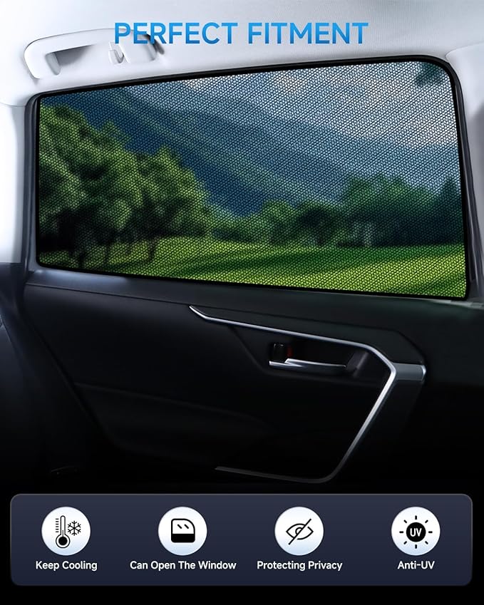 Car Window Shades for Dodge RAM 2500 3500(2010-2025), 2-Pack Rear Window Sun Shades for Baby – Breathable Mesh, UV & Heat Blocker, Privacy Protection for Camping, Travel, Sleep & Nursing