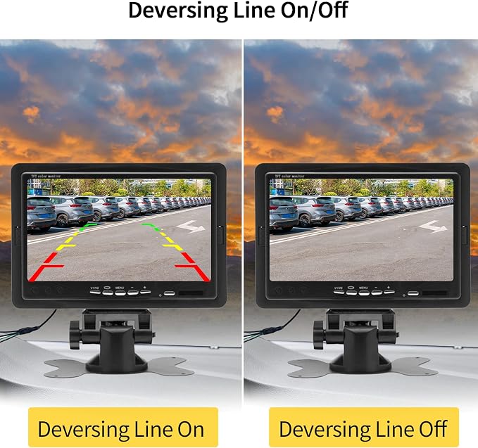 Dual Backup Camera Monitor System for Truck, RVs,-7 Inch LCD Screen with 2 Cameras, IP68 Waterproof, 18IR Night Vision, Rear View Camera 4-Pin Cable for Car, Trailer/Bus/Van/Caravan (12V-24V)