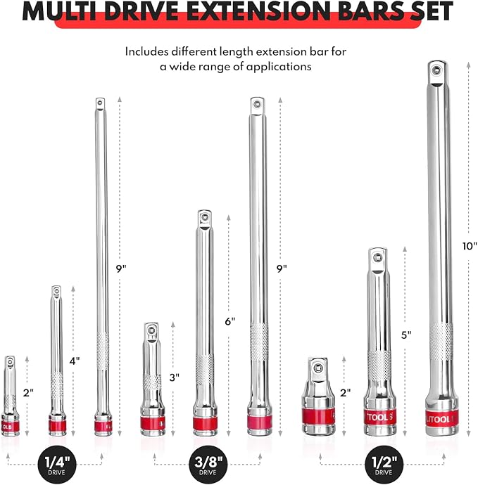 External Torx Plus Socket Set with 9 PCS Wobble Extension Set