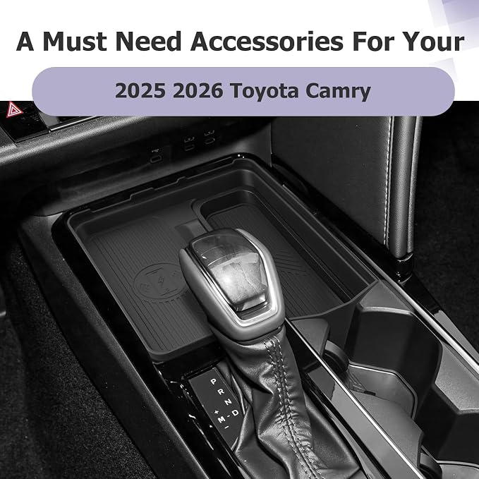 LUWU 2025 2026 Camry Wireless Charging Center Console Organizer for 2025 2026 Toyota Camry Accessories Armrest Console Storage Box Armrest Organizer Insert Tray Glove Organizer Tray ABS Material