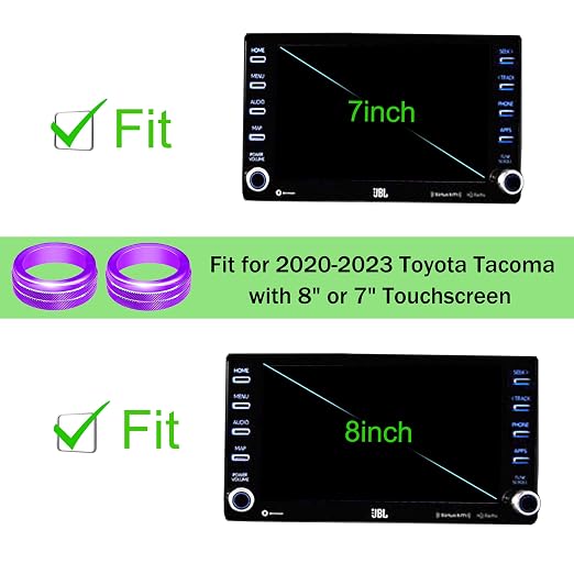 for Toyota Tacoma Accessories 2023 2022 2021 2020 with 8" or 7" Touchscreens Knob Covers - AC Vent Ring Button Knob Covers for Air Conditioner Volume Mirror Push Start Stop Button Trim 12Pcs (Purple)