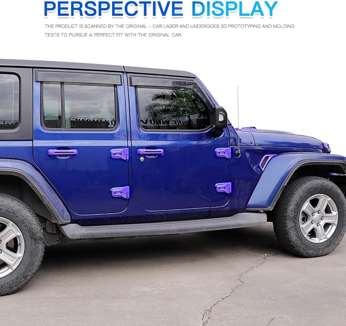 Barong for Jeep Wrangler JL JLU 2018-2025 Accessories Exterior Decoration Door Hinge Handle Engine Hood Hinge Hood Latch Wheel Eyebrow Side Air Outlet Rear Window Hinge Cover 26PCS Full Set(Purple)