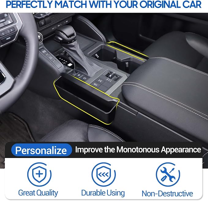Gear Shift Organizer Tray Fit for Toyota Land Cruiser 250 Prado J250 LC250 2024 2025, Center Console Shifter Storage Box, ABS Storage Tray, Create Extra Storage Space for Driver and Passenger