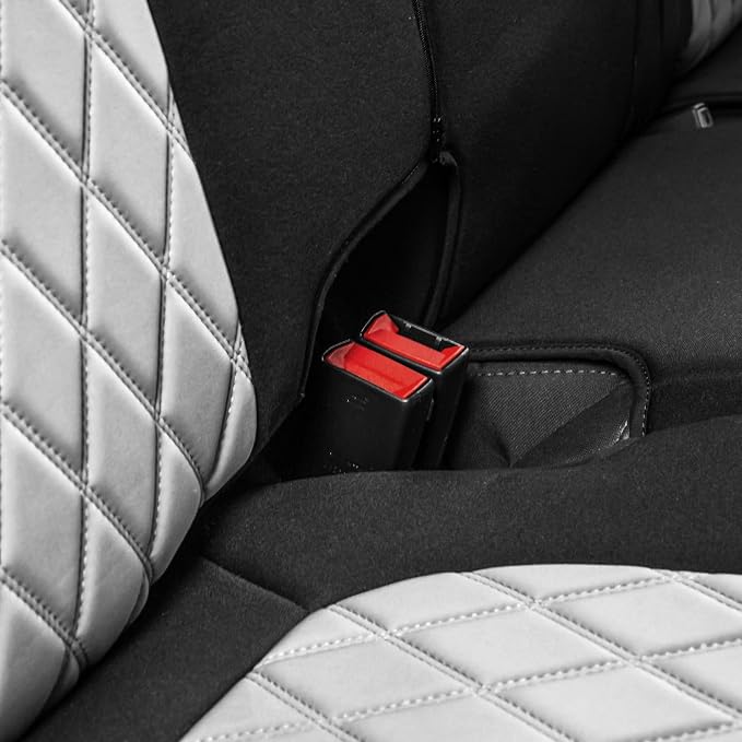 FH Group Custom Fit Car Seat Covers Specifically Made for 2019-2023 GMC Sierra 1500 2500HD 3500HD SLT AT4 Denali - Ultraflex Neoprene Water Resistant Automotive Seat Covers - Rear Set Gray