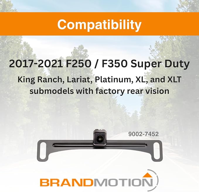 Brandmotion 9002-7452 Factory Tailgate Harness with Dual Mount Camera fits 2017-2021 F250 F350 Super Duty with Factory Rear Vision | Waterproof Case with Anti-Fog Lens | 150° Wide Reverse View | Fits 2017-2021 F250 F350 Super Duty with Factory Rear Vis...