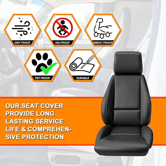 Front Seat Covers Compatible with 1984-1993 Chevy Corvette C4, Heavy Duty Leather Fabric Seat Protector