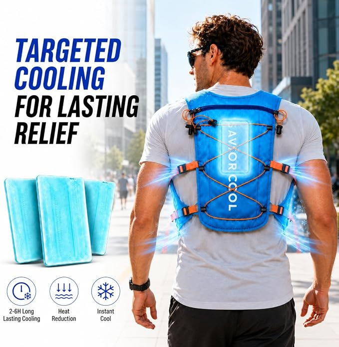 Cooling Hydration Vest with 2L BPA-Free Water Bladder, Running Vest with 3 Removable Cooling Packs, Lightweight Outdoor Hydration Pack for Hot Weather, Hiking, Cycling, Training
