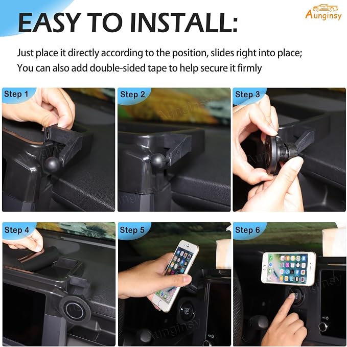Car Center Console Dash Storage Tray With Magnetic Phone Holder Compatible with Toyota Tacoma 2024+, Dashboard Mobile Phone Mount Storage Box Organizer Tray Insert Accessories, Only Fit 8-inch Screen