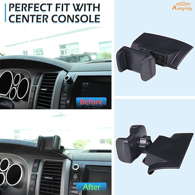 Car Phone Holder Compatible with Toyota Tundra/Sequoia 2007-2013 Center Console Air Outlet Vent Upper Panel Mobile Phone Mount Dashboard Hands-Free Universal Cell Phones Navigation Bracket Accessories