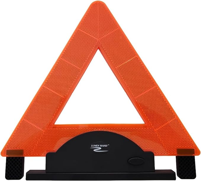 Reflective Warning Triangle with LED Lights for Road Safety by Lumen Wand | Metal Base | Internal LED with External Reflectors Emergency Triangle for Car Breakdowns