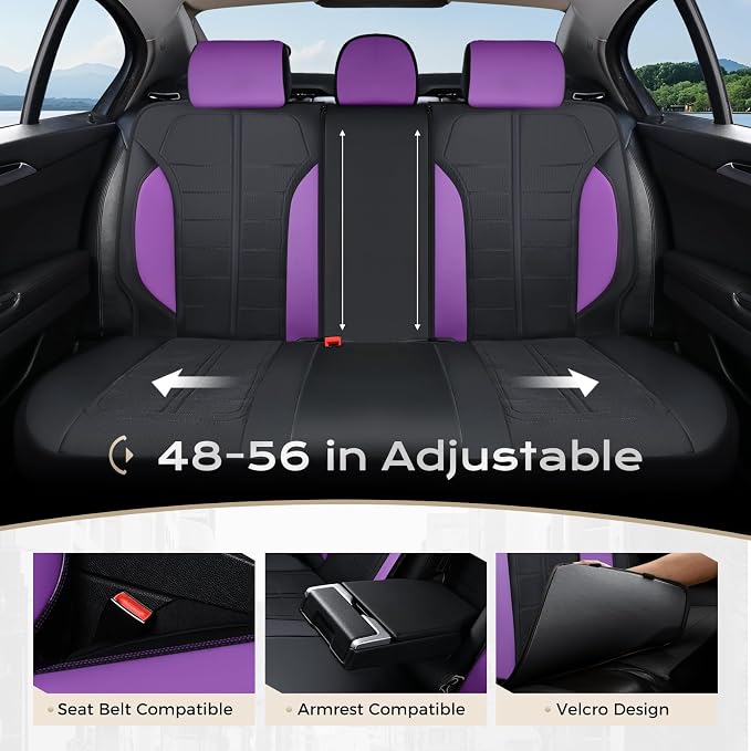 Coverado Air Mesh Seat Cover, Car Seat Cover Full Set, 3D Breathable Seat Protectors Sports Carbon Fiber Design Airbag Compatible Comfort Universal for Most Cars, Van,Trucks, SUV, Black&Purple