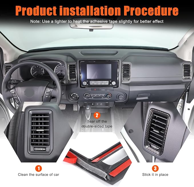Daeiclru Car Center Console Air Outlet Trim Cover Compatible with Nissan Frontier 2022 2023 2024, ABS Center Console Side Air Outlet AC Vent Protect Cover Frame Accessories (Carbon Fiber Pattern)