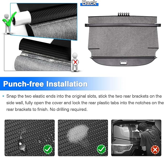 Powerty Cargo Cover for 2018-2023 2024 Chevy Chevrolet Equinox/GMC Terrain Accessories Retractable Trunk Cover All Weather Shielding Shade Cargo Luggage Cover Carbon Fiber