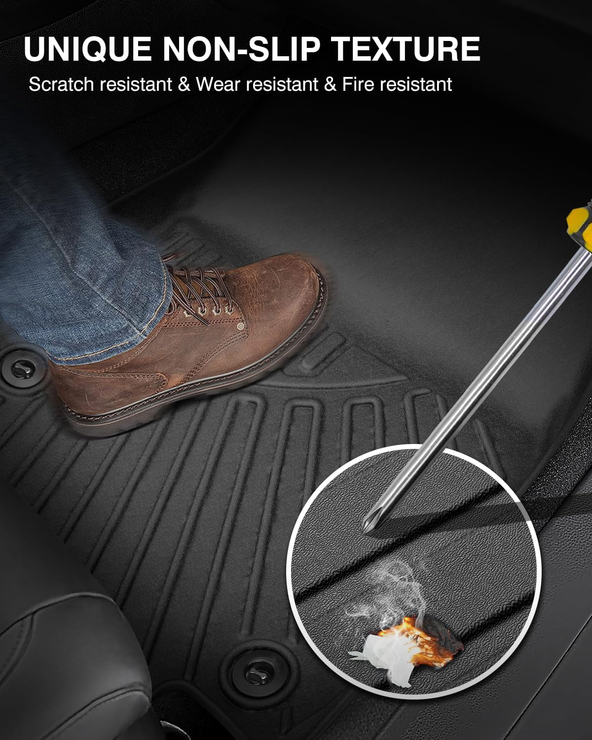 Powerty Floor Mats for 2023 2024 2025 Honda HR-V HRV Accessories All Weather Floor Liner 3D TPE 1st & 2nd Row Floor Mat Heavy-Duty Floor Liners