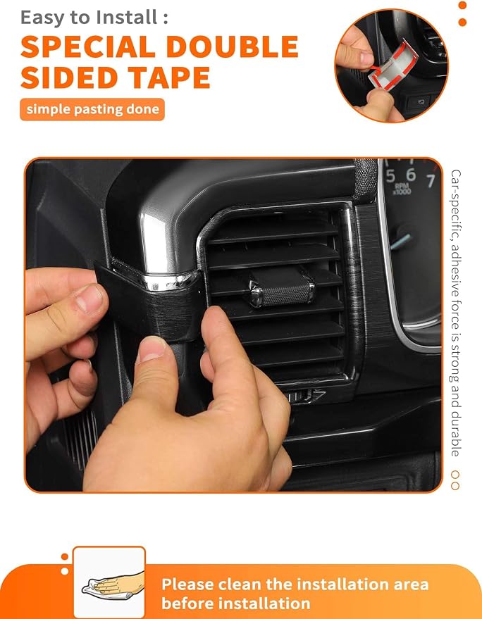 Savadicar Black Wood Grain Interior Accessories - Ac Vent Trim Cover for Ford F150 (2021-present) - Premium Texture Interior Decor Upgrade Option, 4-Piece Set