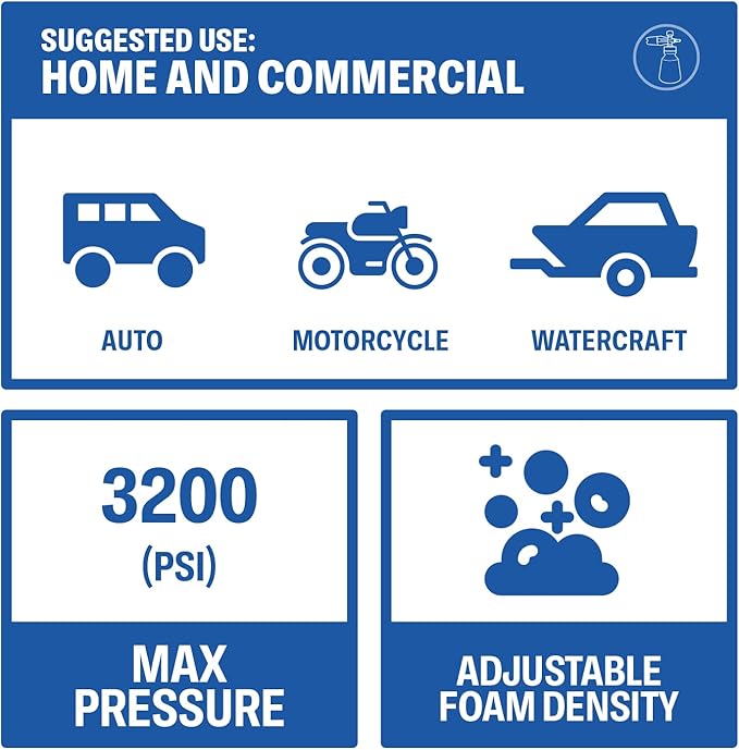 Essential Washer Premium Foam Cannon Pressure Washer | 90 Degree Adjustable Spray Nozzle Car Foam Sprayer | Stainless Steel QC Plug