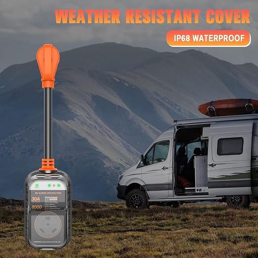 GEARGO RV Surge Protectors 30 Amp RV Circuit Analyzer, [𝟐𝟎𝟐𝟔 𝐍𝐞𝐰 𝐔𝐩𝐠𝐫𝐚𝐝𝐞𝐝 & 𝐆𝐞𝐧𝟐] Full Protection, RV Adapter Plug for Camper(Orange)