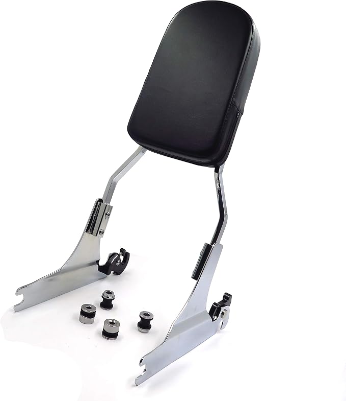 MT501-006+SS001-SA Quick Detachable Sissy Bar Passenger Backrest for H-D Softail, Bold Style, Silver Billet Aluminum