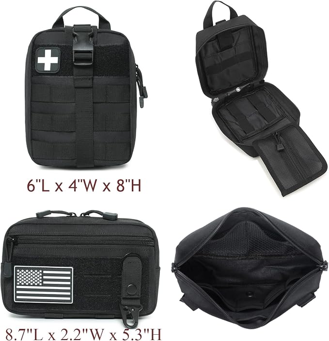 6 Pack Tactical Molle Car Seat Back Organizer - Tactical Vehicle Panel Organizer with 5 Detachable Molle Pouch,US Flag Patch and Keychain,Car Backseat Organizer,Great Trunk Accessories for Man