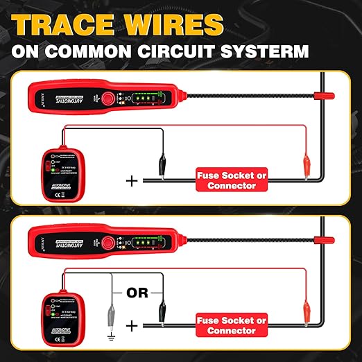 AWBLIN Automotive Test Light 3-72V DC Digital Light Tester with Voltmeter,Wire Tracer Automotive Electrical Open & Short Finder Circuit Tester Wire Breaker Finder Fault Probe Cable Tracker Electrical