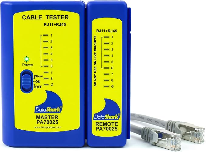 DataShark PA70025 Network Cable Tester | Cable Mapper, Check Continuity | LAN (RJ45) & Telephone (RJ11 RJ12 RJ14) | Test Patch Cords or Installed Cable Runs