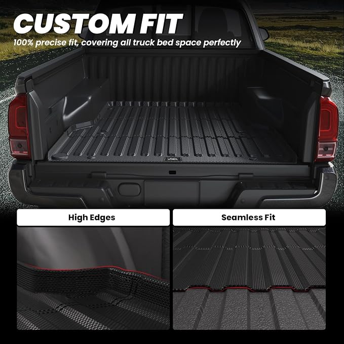 LASFIT Bed Mat for Toyota 2005-2023 Tacoma (6FT,73.5''Bed) Truck Bed 6 ft, All Weather TPE Car Bed Liner for Toyota Tacoma 2023 2022 2021-2005 Accessories Truck Mat Bed Liner (Not Fit Drop-in Liners)