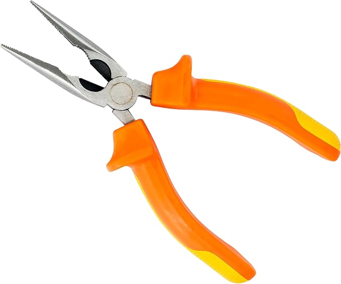 Ullman Insulated 6 in Long Nose Pliers with Industrial Non-Slip Grip - Perfect Hand Tool for Electricians, HVAC, and Contractors