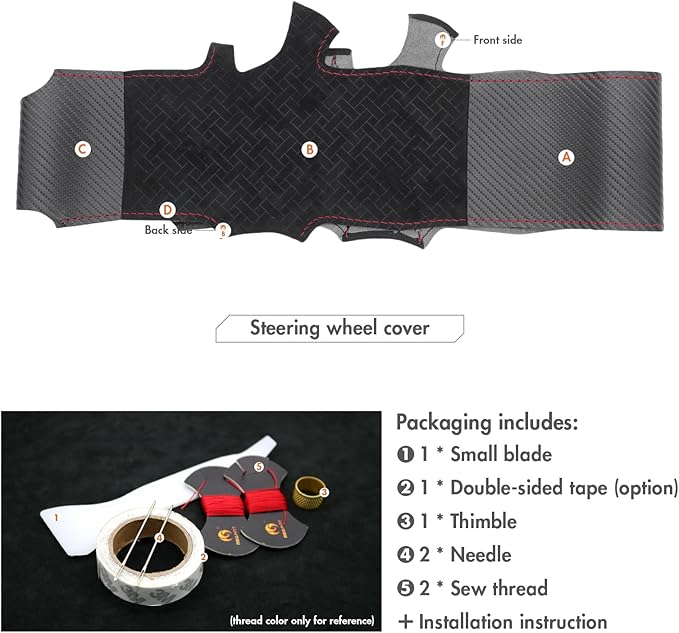 MEWANT for Camaro Steering Wheel Cover 2016-2024 Hand-Stitched for Chevy Camaro Car Steering Wheel Wrap
