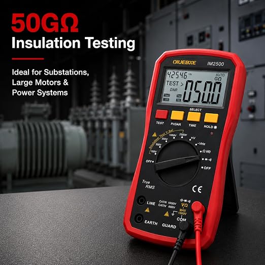 2500V Megohmmeter & True RMS Multimeter for HVAC, Motors, Compressors & Industrial Electrical Testing, Auto-Ranging Insulation Tester up to 50GΩ,IM2500