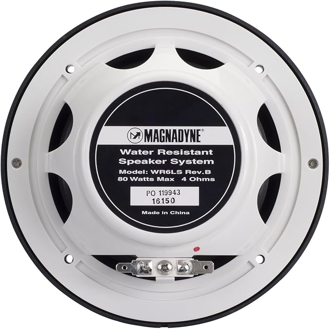 Marine Audio Speakers, 80 Watts, 6.5 Inch, Water Resistant, UV-Resistant, with Metallic Dome Tweeter, High-Performance Marine, RV & Vehicle Upgrade (Silver)