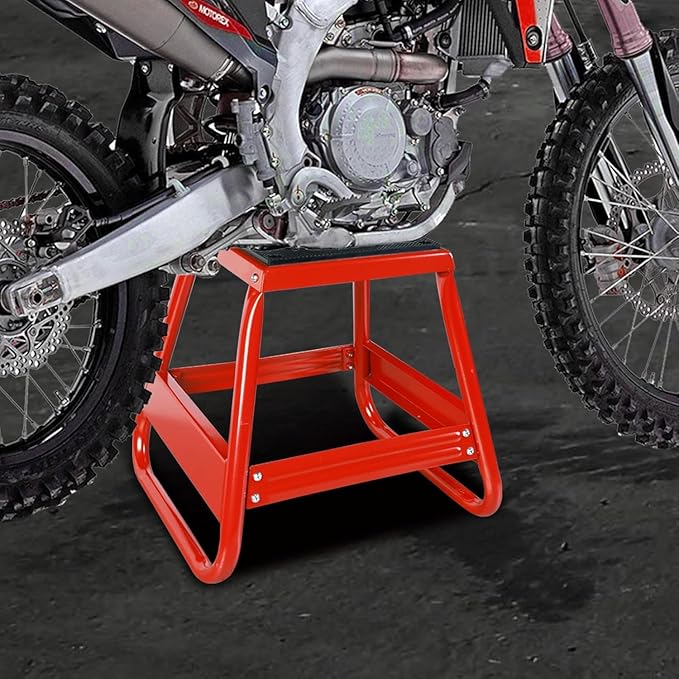 Big RED Dirt Bike Stand Motorcycle Stand Lift, 1000LBS Capacity Non-Slip Off-Road Steel Universal Detachable Maintenance Motorcycle Stand, Fit for Honda Yamaha Kawasaki