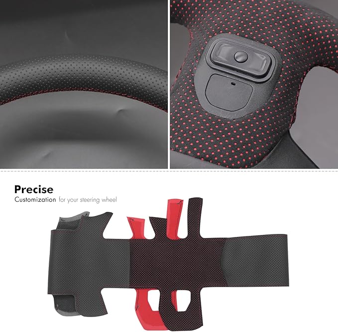 MEWANT Hand-Stitched Steering Wheel Cover Wrap for Dodge Ram 1500 2019-2023 Steering Wheel Accessories for Dodge Ram(Backsides Without Buttons)