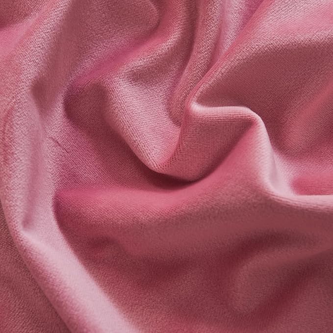 Roslynwood Luxury Soft Candy Pink Velvet Curtains 96 inches Long Back Tab Thermal Insulated Blackout Window Drapes for Living Room/Bedroom/Dining Room, W52 x L96, 2 Panels