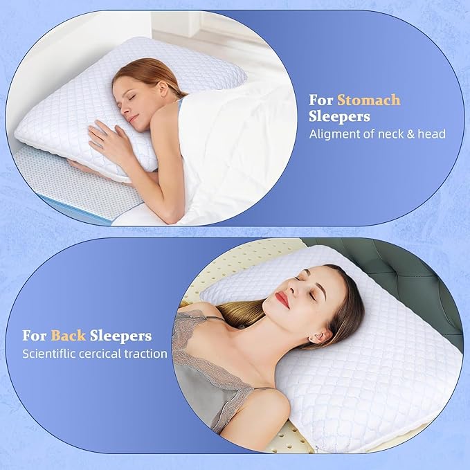 SofGlowly Thin Flat Pillow for Sleeping – 2.25" Ultra Slim Cooling Memory Foam Pillow for Stomach & Back Sleepers, Low Profile Neck Alignment Design with Soft Washable Cover,Supportive & Comfortable
