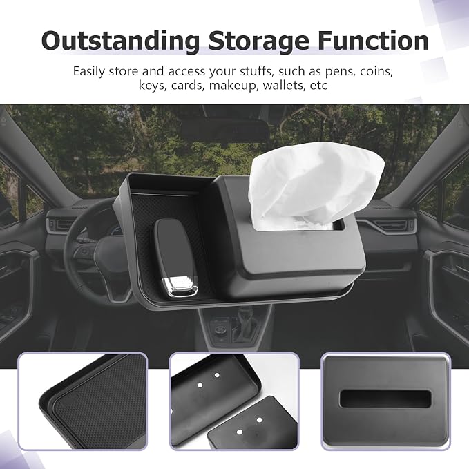 LUWU 2024 RAV 4 Dashboard Storage Tray Compatible with 2019-2022 2023 2024 2025 Toyota RAV 4 Accessories Center Console Display Box Hidden Tray Silicone Organizer Tray w/Tissue Box Behind Screen