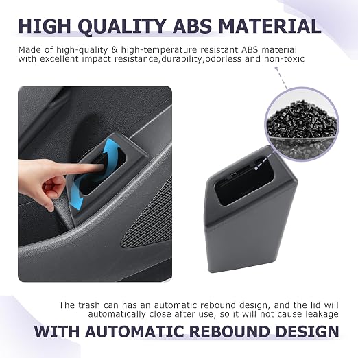 LUWU Car Trash Can for 2019-2024 2025 2026 Toyota RAV 4 Waterproof ABS Material Auto Garbage Bin, Portable Door Mount Trash Bin with Lid, Interior Accessories for RAV 4 Hybrid 2026 (Left)