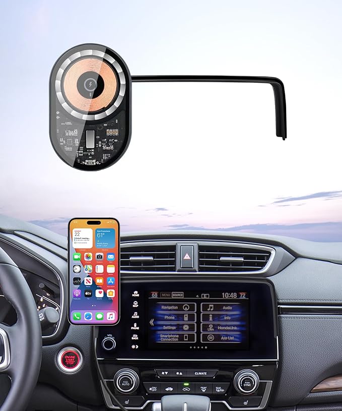 Wireless Charging car Phone Holder for Honda CR-V 2017-2022/CRV Hybrid 2020-2022 Accessories 5/7 inch Screen Fixed Clip,360° Rotation car Phone Mount Compatible with MagSafe