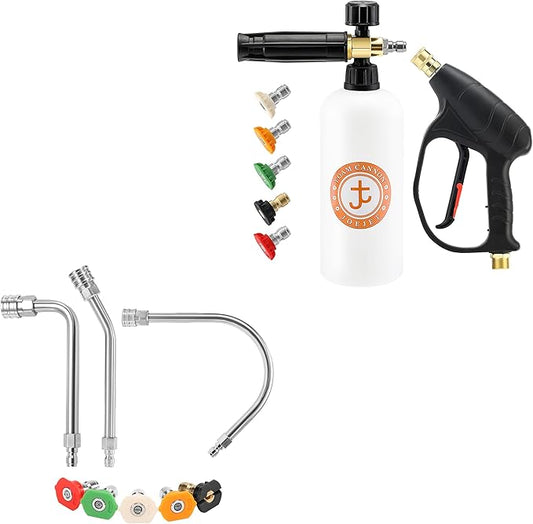 JOEJET Pressure Washer Extension Wand, 30°, 90°, and 120° Curved Power Washer Wand, Pressure Washer Gun with Foam Cannon