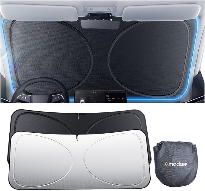 Windshield Sun Shade for Sedans, SUVs & Trucks, Fit for Toyota, Chevr, Honda, Nissan & More | Multi-Layer UV Block & Heat Insulation | Keeps Car Cool & Protects Interior, Easy Storage with Bag