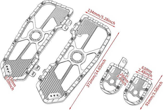 Motorcycle Floorboards Set Driver Front Footboards and Rear Passenger Foot Pegs Kit Offroad MX Style Fit for Harley Touring Road King Road Glide Electra Glide Street Glide (Black Edge)