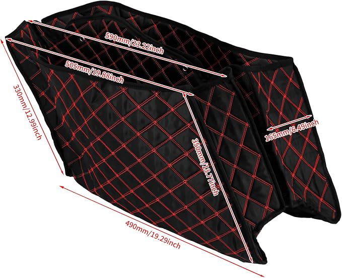 4'' Stretched Saddlebag Liners Inserts Red Thread Compatible with Harley Touring 2014-2023 1 Pair